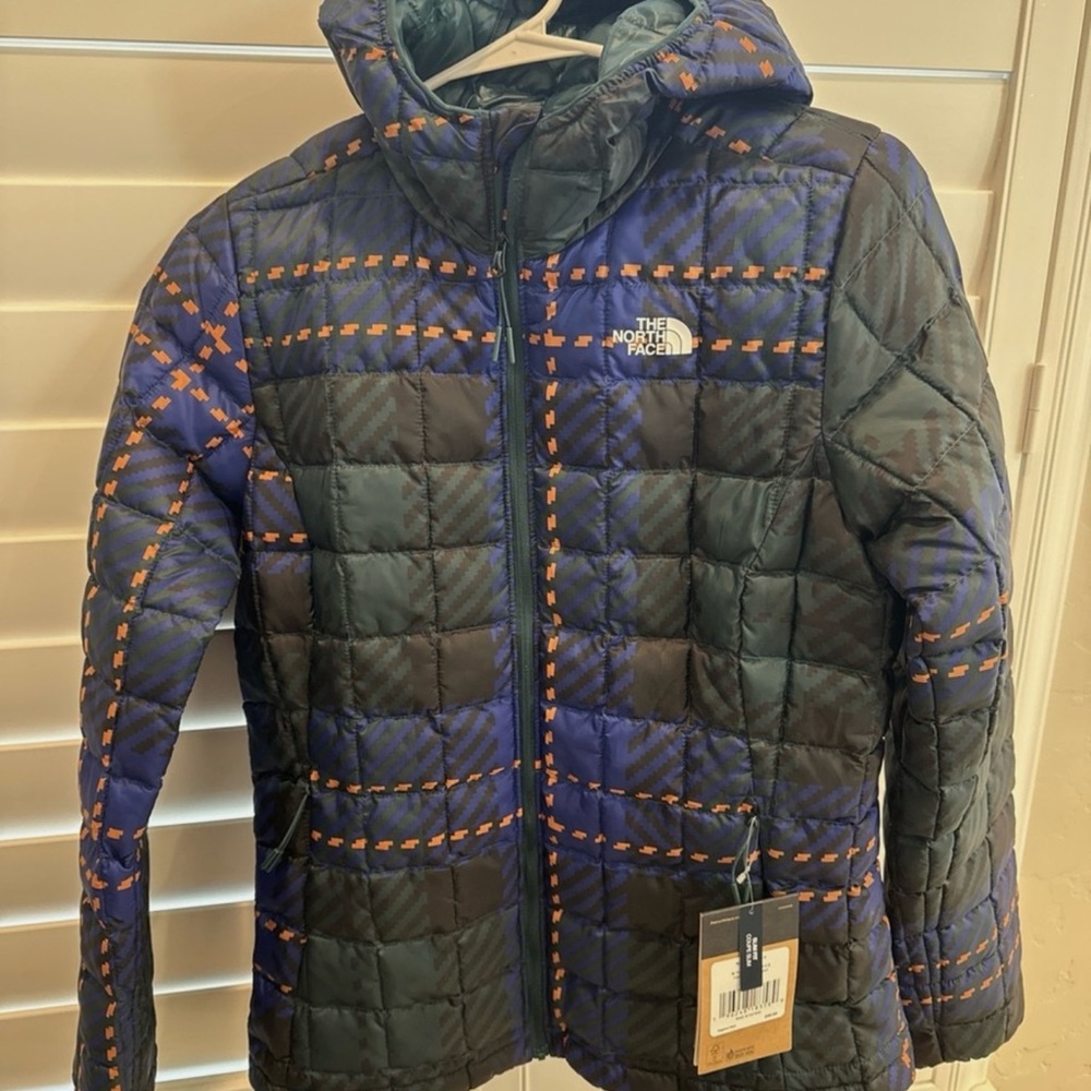 The North Face Black and Blue Plaid Jacket